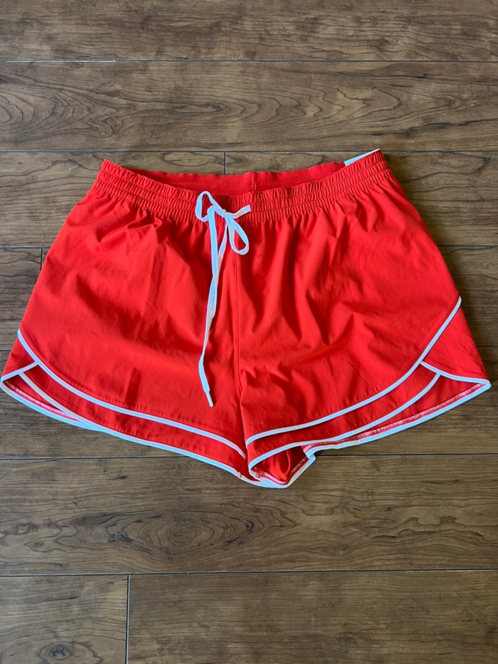 CALIA by Carrie Underwood Red Athletic Shorts with White Trim and Drawstring